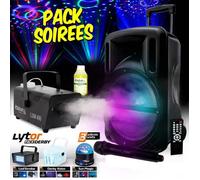 Pack soirées - MYDEEJAY - DJOON MyDj 500W - Enceinte 500W rechargeable - Jeux LED RGB - Machine à fumée 400W