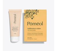 Pack Soleil Sublimateur ǀ Préparateur Bronzage & Gommage Visage 2-en-1 ǀ Hâle Progressif & Peau Radieuse ǀ Collagène, Vit. A, C, D3, E, Cuivre, Pomadermine ǀ 30 Jours ǀ POMÉOL