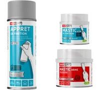 Pack SOLOPLAST réparation trou de carrosserie - Mastic armé - Mastic et apprêt de finition G
