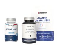 Pack Sommeil & Relaxation - Mélatonine Gummies + Glycine 5g + Magnésium Complex Bisglycinate Citrate Malate B6 - Endormissement, Détente & Récupération - 1 mois