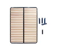 Sommier Altobuy ALTOLATTES - Pack Sommier 2x20 Lattes 140x190cm + Pieds bleus + Pied central -