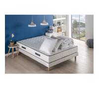 Pack sommier matelas 160 x 200 cm - Hauteur 24 cm - Couette et 2 oreillers - 7 zones - réversible - fabriqué en Belgique