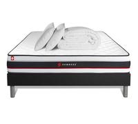 Pack sommier + Matelas Form 160x200 + 2 oreillers mémoire de Forme + Couette Percale | Epaisseur : 19 cm | Confort : Très Ferme