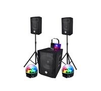 PACK SONO 1000W, USB Bluetooth Caisson bi-amplifié 600W, 30cm, 2 BALL6, Derby LED Animation mariage, Soirée, Salle des fêtes