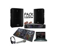Pack sono 1200w + contrôleur party mix numark + ampli 480w + enceintes 1200w pa dj sono light led cube1512