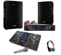 PACK SONO 1200W + CONTRÔLEUR PARTY MIX NUMARK + AMPLI 480W + ENCEINTES 1200W PA DJ SONO LIGHT LED CUBE1512