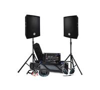 Pack Sono 1600W BM SONIC Amplificateur 1000W, Paire d'Enceintes, Table de Mixage, Pieds, Casque, Câbles, Micro Ovni LED DJ Fête