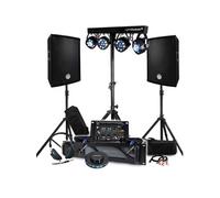 Pack Sono 1600W Paire d'Enceintes Passives 2x300W, Table de Mix, Portique 4 Lumières Xperformer, Pieds, OVNI LED DJ