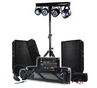 Pack Sono 1800W BM SONIC Ampli 1000W, Paire d'Enceintes Passives 2x400W, Table de Mixage, Portique 4 Lumières Xperformer