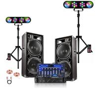 Pack Sono 2 Enceintes 2x1000W Ibiza STAR210 - Ampli 2x800W - Table Mixage DJM102-BT - 2 Portiques Lumière DJ Mooving LEDBAR-ASTRO-RC Noir