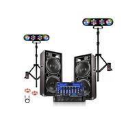 Pack Sono 2 Enceintes 2x1000W Ibiza STAR210 - Ampli 2x800W - Table Mixage DJM102-BT - 2 Portiques Lumière DJ Mooving LEDBAR-ASTRO-RC Noir