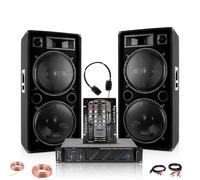 Pack Sono 2 Enceintes Ibiza STAR212 2x1500W - Ampli 2x800W AMP1000-MKII - Table Mixage DJM150USB-BT - Casque - DJ Soirée Pro