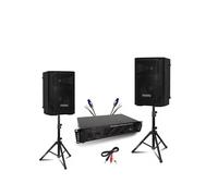 Pack Sono 2 Enceintes Ibiza XTK10-MKII 10"" 300W - Ampli 2x240W AMP300-MKII - Pieds support - Câbles Speakon - Soirée Fête DJ Club