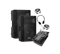 Pack Sono 2 Enceintes Ibiza XTK12A-MKII 12" 500W - Table Mixage Bluetooth DJM150USB-BT USB - Casque - Câbles - Soirée DJ Mobile
