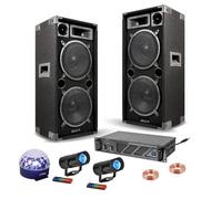 PACK SONO 2000 + 3 JEUX DE LUMIERE - 2 ENCEINTES 1000 + 1 AMPLI SONO + CABLE + 2 WATERWAVE + 1 ASTRO BALL PA DJ SONO LED LIGHT