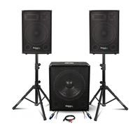Pack Sono 2000W - 2 Enceintes Ibiza DISCO12B 2X600W + Caisson Actif SUB15A 800W + Table Mixage DJM150USB-BT + Pieds + Câbles - DJ