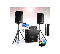 Pack Sono Ibiza Sound 2000W - Caisson 800W - 2 Enceintes 600W - Table de Mixage DJ21USB - 2 Jeux de Lumière Magic Light - Astro Bat