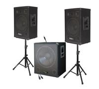 PACK SONO 2000W CUBE1512 + 2 PIEDS ENCEINTES + CABLES PC, ENCEINTES PA SONO DJ LED LIGHT BAR CLUB SPORT FITNESS SOIREE DANSANTE mix