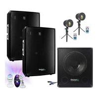 PACK SONO 2000W CUBE1512 + 3 JEUX DE LUMIERES PA DJ LED LIGHT BAR CLUB DISCO SOIREE DANSANTE ANNIVERSAIRE FIESTA CADEAU SPORT
