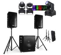 Ibiza Sound Light Pack Sono 2000W Ibiza Sound - Caisson 800W - 2 Enceintes 600W - 1 Lyre Beam DMX RVBB LMH250-RC - Mariage - Evènement - Fête
