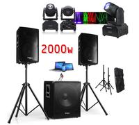 Pack Sono 2000W Ibiza Sound - Caisson 800W - 2 Enceintes 600W - Lyre Beam DMX RVBB LMH250-RC - Mariage - Evènement - Fête