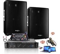 IBIZA SOUND LIGHT - Pack Sono 2160W Total Ibiza Sound 2 Enceintes 2x600w - Ampli Ventilé 2x480w - Table de mixage - Câblage - Idéal Bar Salle des fêtes