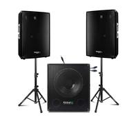 PACK SONO 2200W CUBE1512 + 2 PIEDS ENCEINTES + CABLES PC, ENCEINTES PA SONO DJ LED LIGHT BAR CLUB SPORT FITNESS SOIREE DANSANTE mix