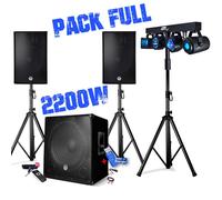 Pack sono 2200W - Enceintes/Caisson/Pieds - USB/BLUETOOTH - BMS-1512, Portique Lumière, Mariage+ Clé USB 32G