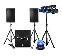 BM SONIC Pack sono BMS-1812 2400W USB/Bluetooth - Enceintes, Caisson, Pieds, Portique lumière