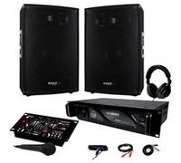 PACK SONO 2400W DJ PA Set BAR CLUB DISCO15B + Ampli AX1000 MyDj + Table de Mixage USB MP3 + Micro Casque C?bles