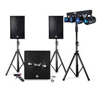BM SONIC - Pack sono BMS-1812 2400W - Enceintes, caisson, pieds, USB/Bluetooth, portique lumière