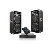 Pack Sono 2480W Total - Ampli 2x240W - 2 Enceintes 1000W PMPO - Table de Mixage - Câbles - Animation - Mariage - Baptême