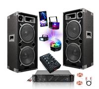 Pack Sono 2480W Total Ibiza - 2 Enceintes 1000W PMPO STAR210 - 1 Ampli 2x480W - 1 Table de mixage MIX500 - 3 Jeux de Lumière