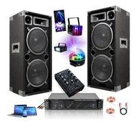 Pack Sono 2480W Total Ibiza - 2 Enceintes 1000W PMPO STAR210 - 1 Ampli 2x480W - 1 Table de mixage MIX500 - 3 Jeux de Lumière