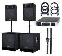 Pack Sono 2800 W Kit PA Haut-Parleurs Subwoofer Enceintes Amplificateur Cables