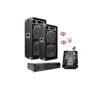 Pack Sono Ibiza Sound 2960W Total - Ampli 2x480W - 2 Enceintes 1000W PMPO - Table de Mixage - Câbles de branchement - PA DJ - Soiré
