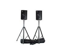 VONYX Pack Sono - 2X Enceintes Passives, Puissance de 400W, Woofer 8 Pouces, avec Pieds d'Enceintes et Sacoche de Transport, Idéal pour DJ Mobiles
