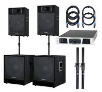 Pack Sono 3000 W Kit PA Haut-Parleurs Subwoofer Enceintes Amplificateur Cables