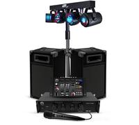 Pack Sono 300W Bm Sonic BMS-DJ300-USB-BT Initiation DJ Enceintes Ampli Table de Mixage Bluetooth, Kit d'éclairage Euphoria LED