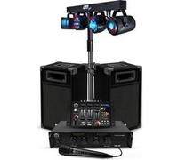 Pack Sono 300W Bm Sonic BMS-DJ300-USB-BT Initiation DJ Enceintes Ampli Table de Mixage Bluetooth, Kit d'éclairage Euphoria LED