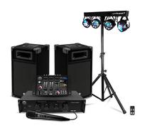 Pack Sono 300W Bm Sonic BMS-DJ300-USB-BT Initiation DJ Enceintes Ampli Table de Mixage Bluetooth, Kit d'éclairage Xperformer LED