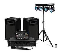 Pack Sono 300W Bm Sonic BMS-DJ300-USB-BT Initiation DJ Enceintes Ampli Table de Mixage Bluetooth, Kit d'éclairage Xperformer LED