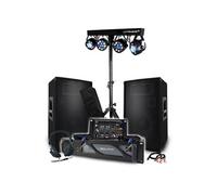 BM SONIC Pack Sono 3200W – Ampli 2000W, Enceintes 2x600W, Table mix, Portique 4 lumières Xperformer