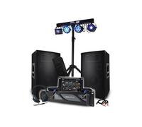 Pack Sono 3200W BM SONIC Amplificateur 1000W, Paire d'Enceintes 2x600W, Table de Mixage, Portique + 48 effets lumières EUPHORIA