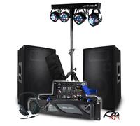 Pack Sono 3200W BM SONIC Ampli 2000W, Paire d'Enceintes 2x600W, Table de Mixage, Portique 4 Lumières Xperformer+Clé 32G
