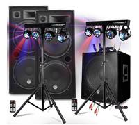 Pack SONO 3200W Dj MEGA BASSES - Subwoofer bi-amplifié 18 46cm - Enceintes 215, Portiques 8 Lumières BAR CLUB DJ SOIREE MIX