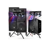 Pack SONO 3200W Dj MEGA BASSES - Subwoofer bi-amplifié 18" 46cm - Enceintes 215, Portiques 8 Lumières BAR CLUB DJ SOIREE MIX