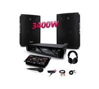 PACK SONO 3400W DJ PA Set BAR CLUB BMS-15 + Ampli AC2000 MyDj + Table de Mixage USB MP3 + Micro Casque Câbles
