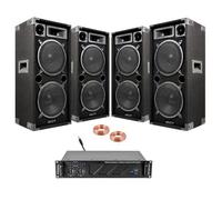 PACK SONO 4000 dont 4 ENCEINTES 1000 + 1 AMPLI SONO 1600w + CABLE HP + CABLE PC PA DJ SONO LIGHT BAR CLUB DISCO sport fitness mix