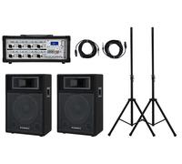 Pack Sono 400W Haut Parleurs 10" DJ PA Enceintes Pieds Table de Mixage Bluetooth